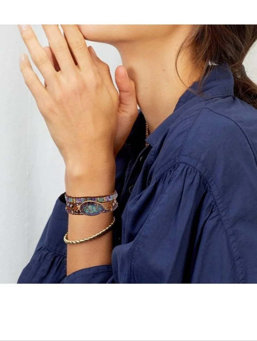 Multi-Stone Purple Turquoise Wrap Bracelet